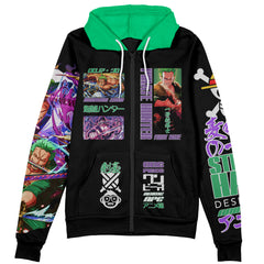 Roronoa Zoro V4 One Piece Streetwear Zip Hoodie Jacket