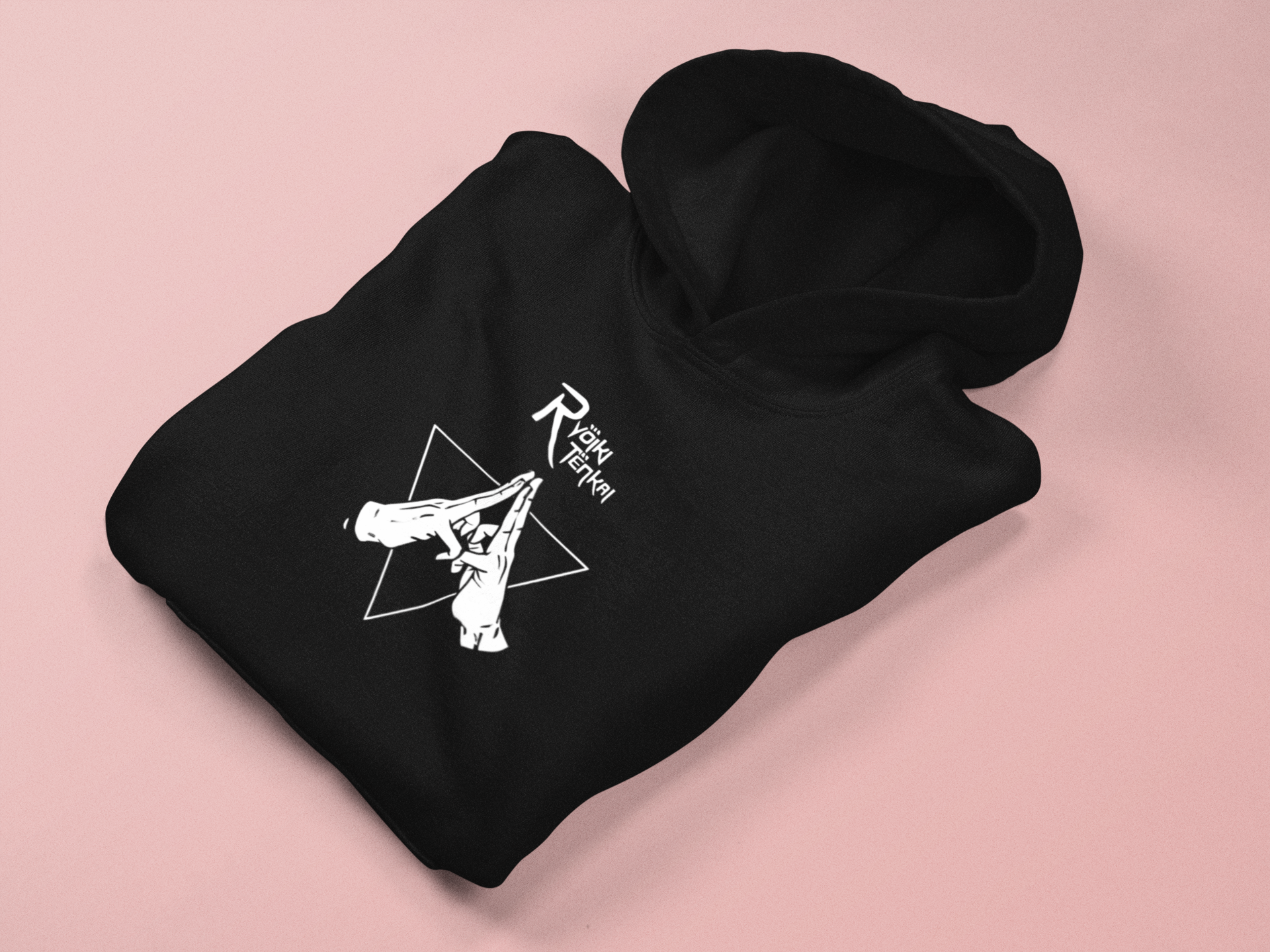 a black hoodie with a picture of a man on it