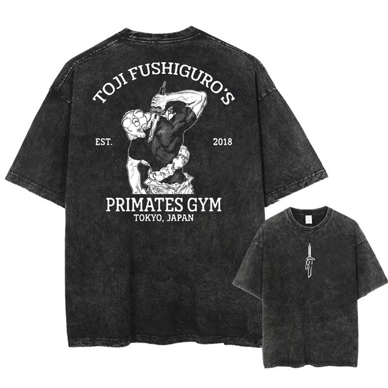 Nysekai "Toji Gym" Jujutsu Kaisen Vintage Washed Oversized T-Shirt