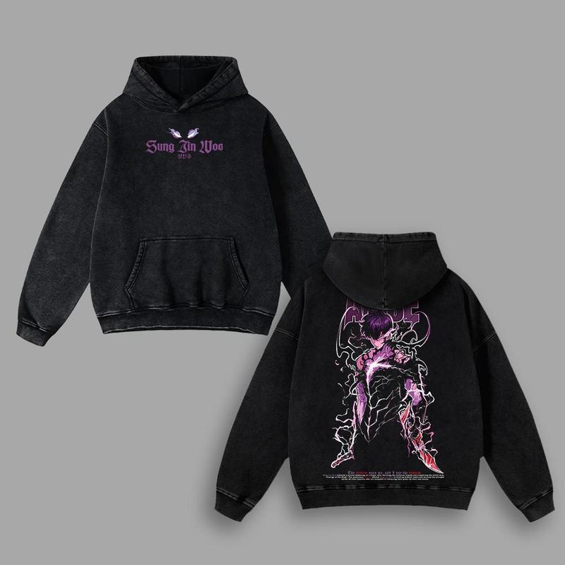 Nysekai "Sung Jin Woo Arise" Solo Leveling Vintage Oversized Hoodie
