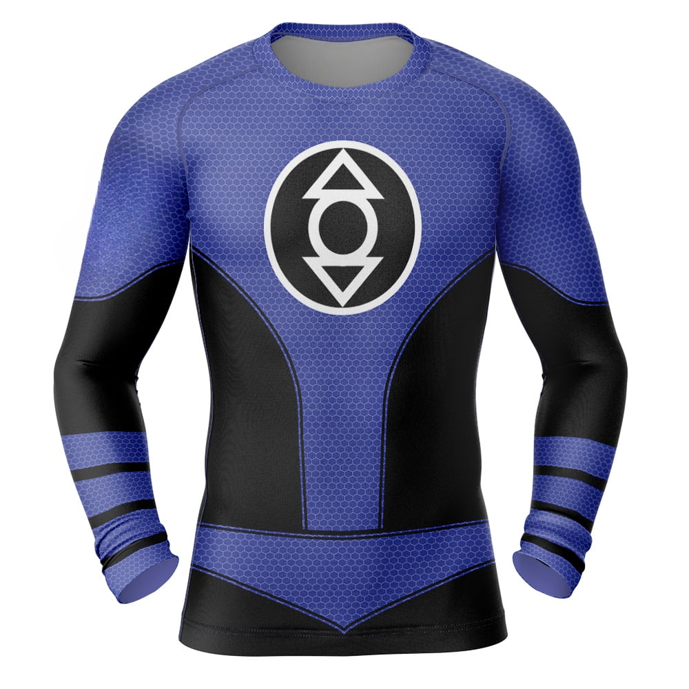 Indigo Lantern DC Comics Long Sleeve Rash Guard Compression