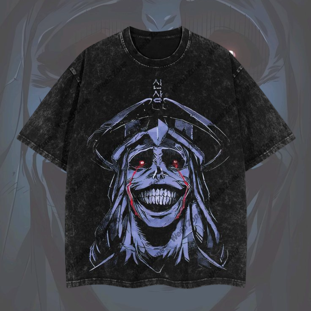 Nysekai "Statue of God Solo Leveling" Vintage Washed Oversized T-Shirt
