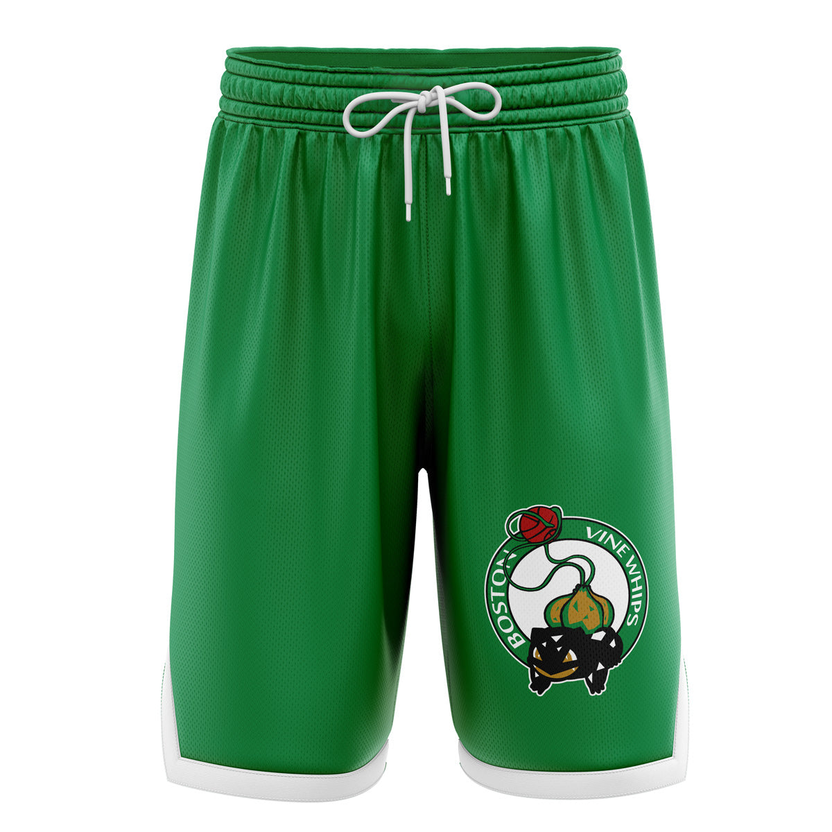 a green shorts with a rose on the side