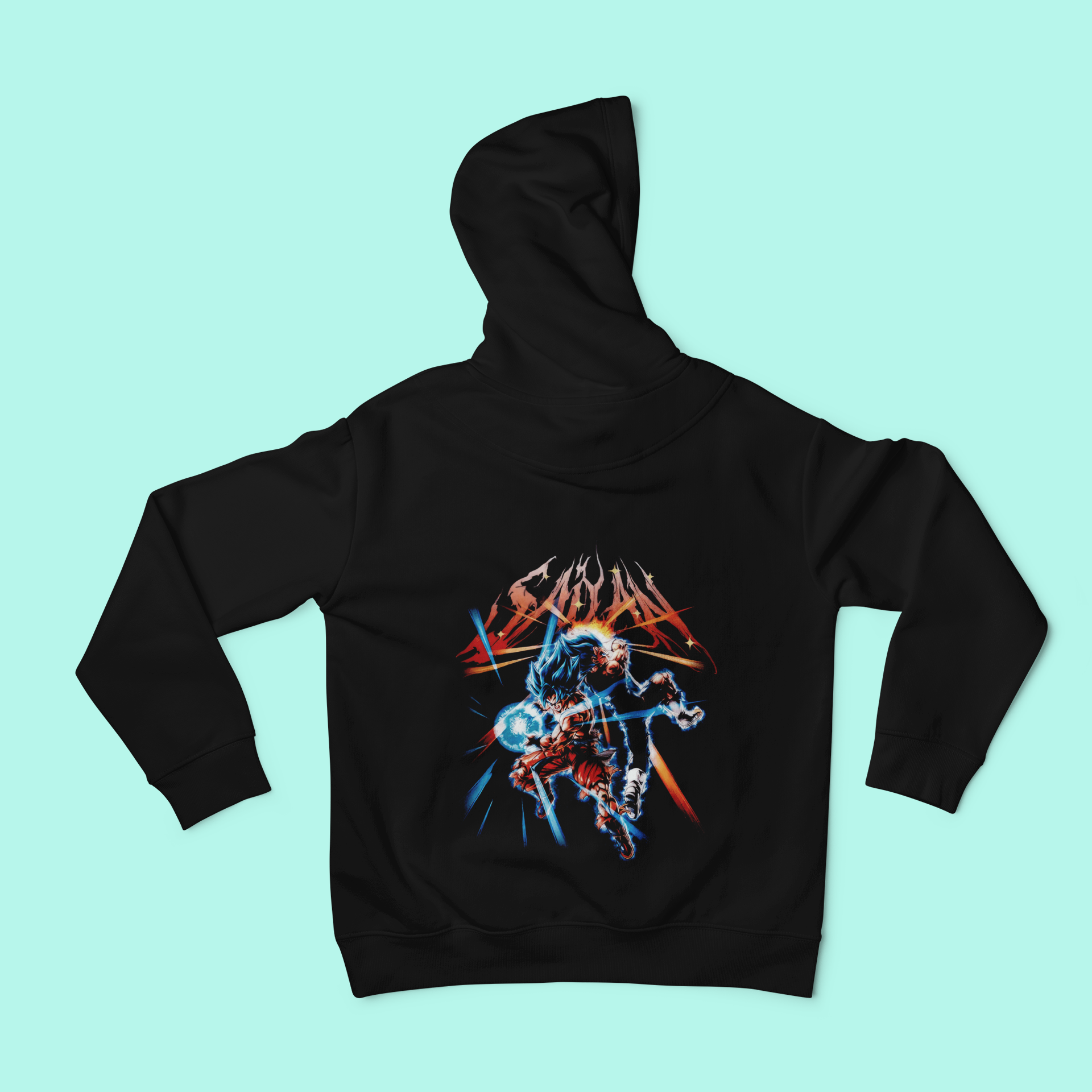 a black hoodie with a picture of a man on it