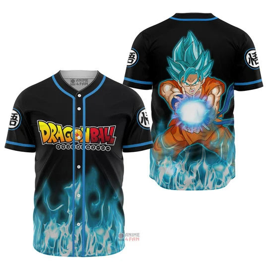 Nysekai "3D Anime Goku Blue Custom Fandom -  Dragon Ball" Baseball Tee