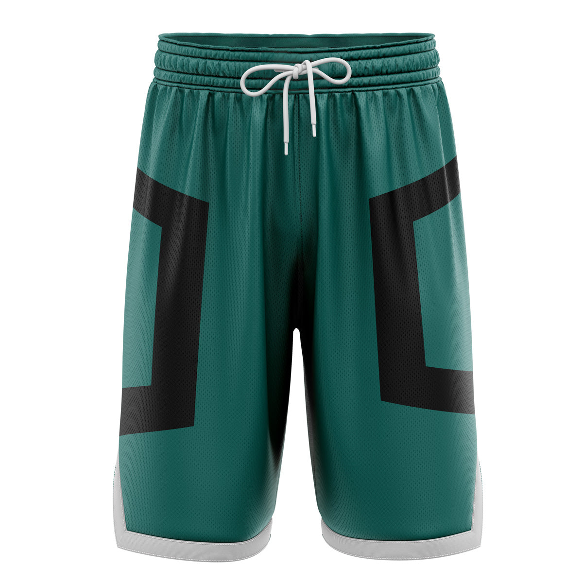 a green shorts with black and white stripes