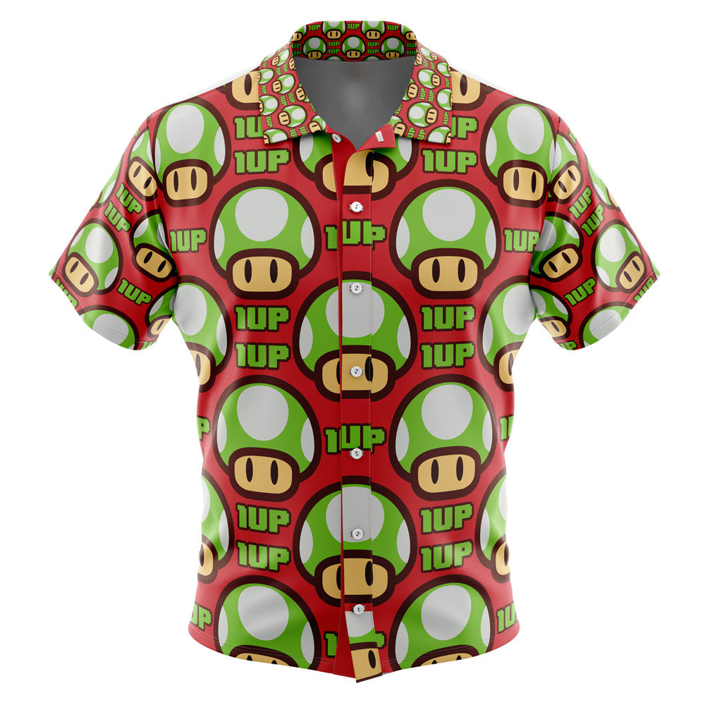 1Up Mushroom Super Mario Button Up Hawaiian Shirt