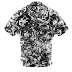 Ahegao Manga Collage Button Up Hawaiian Shirt v2