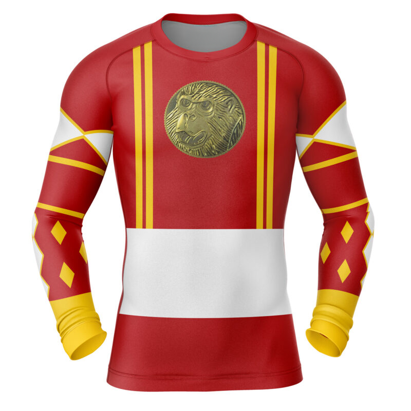 Red Ranger Ninjetti Mighty Morphin Power Rangers Long Sleeve Rash Guard Compression