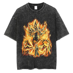 Nysekai "Golden Ultra Instinct" Dragon Ball Vintage Washed Oversized T-Shirt