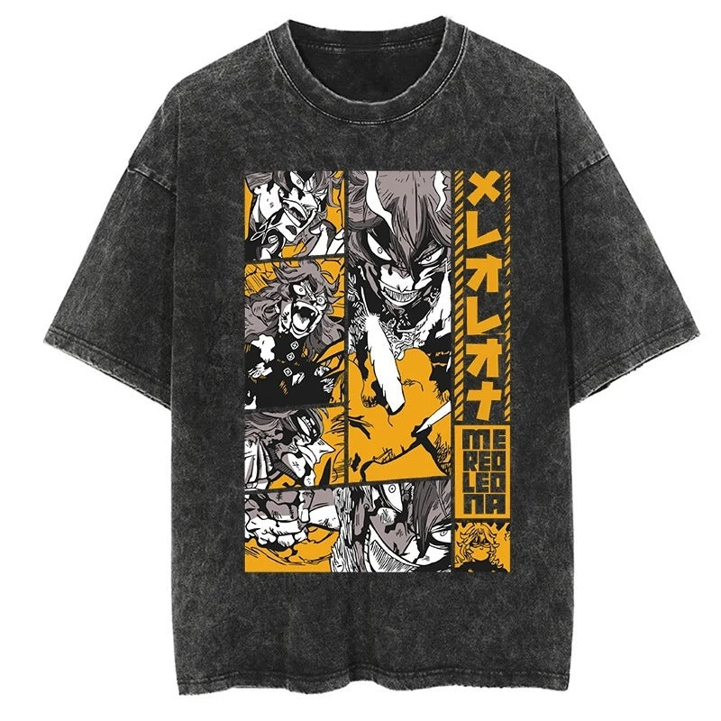Nysekai "Captain of Crimson Lion Kings" Black Clover Vintage Washed Oversized T-Shirt