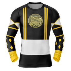 Black Ranger Ninjetti Mighty Morphin Power Rangers Long Sleeve Rash Guard Compression