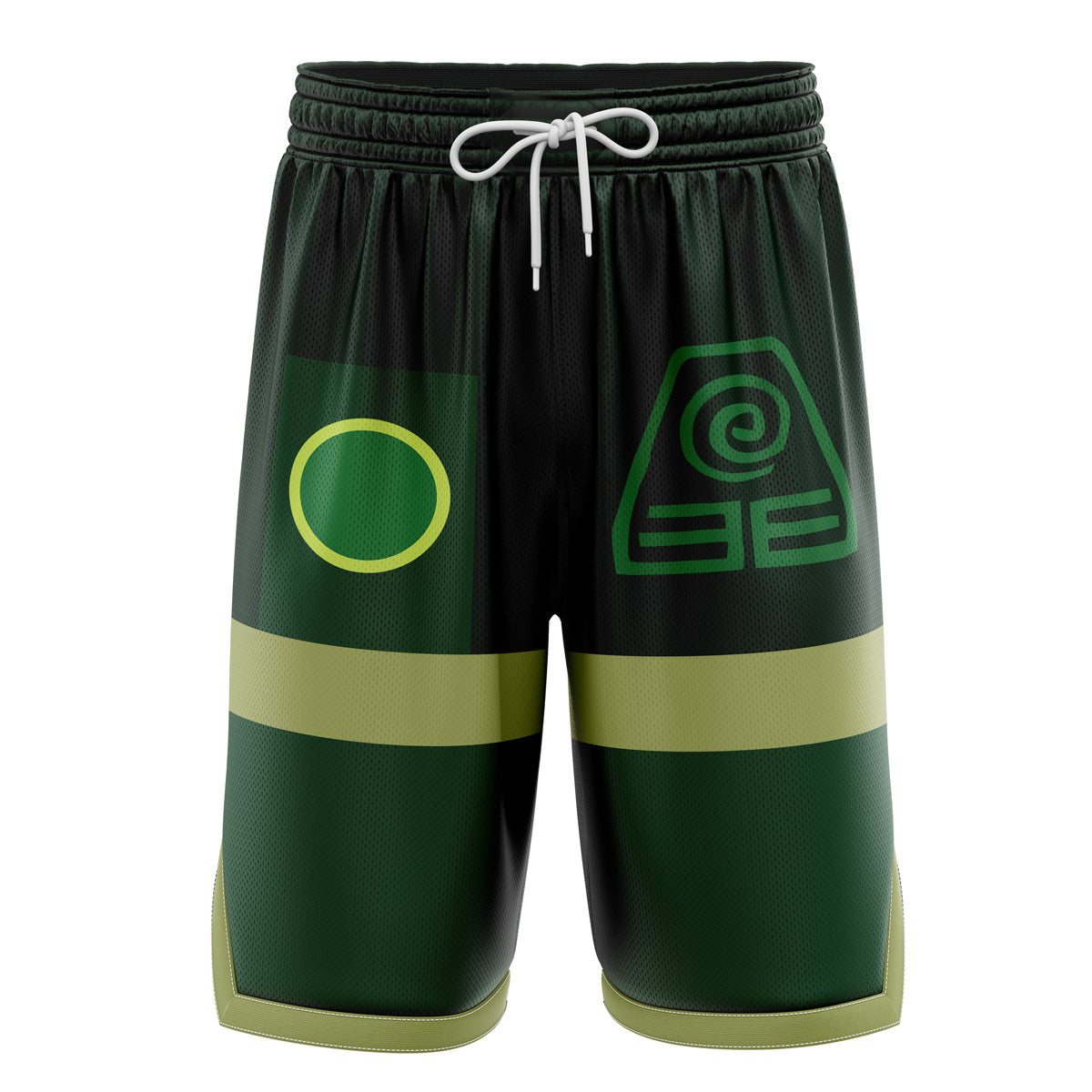 a close up of a green and black shorts