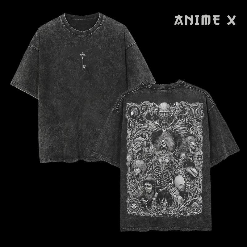 Nysekai "All Titan Shifters Attack on Titan" Vintage Washed Oversized T-Shirt - Nysekai