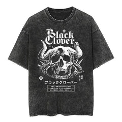 Nysekai "Demon Skull" Black Clover Vintage Washed Oversized T-Shirt