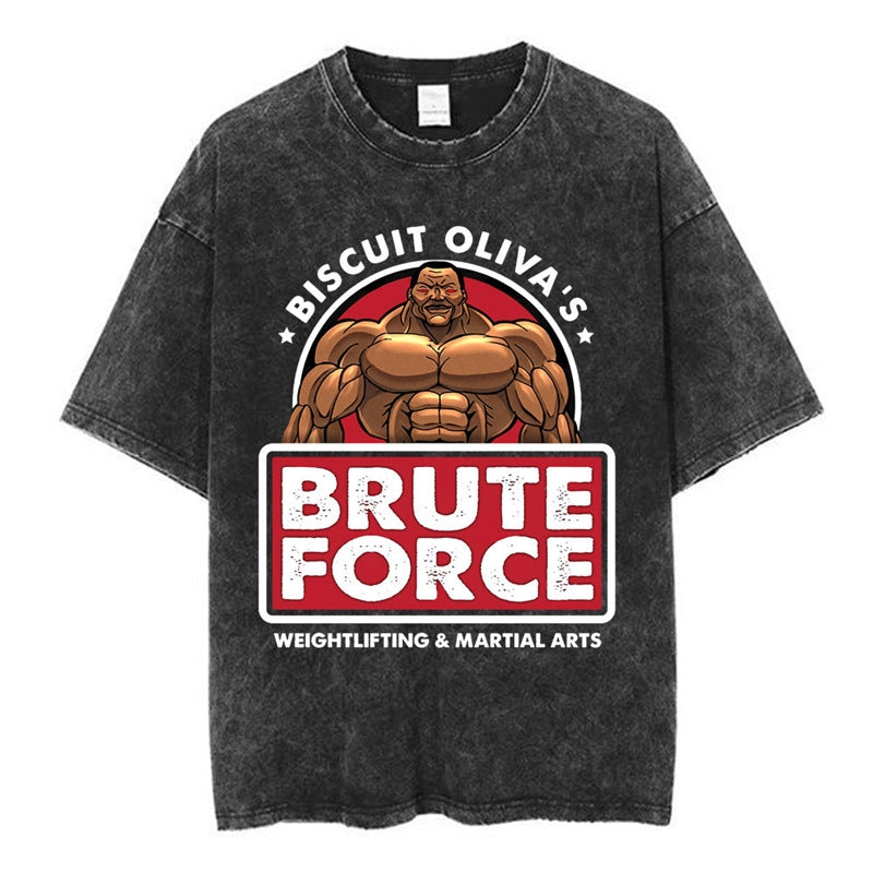 Nysekai "Brute Force" Baki Hanma Vintage Washed Oversized T-Shirt