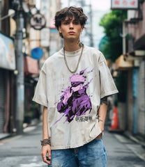 a young man standing on a city street