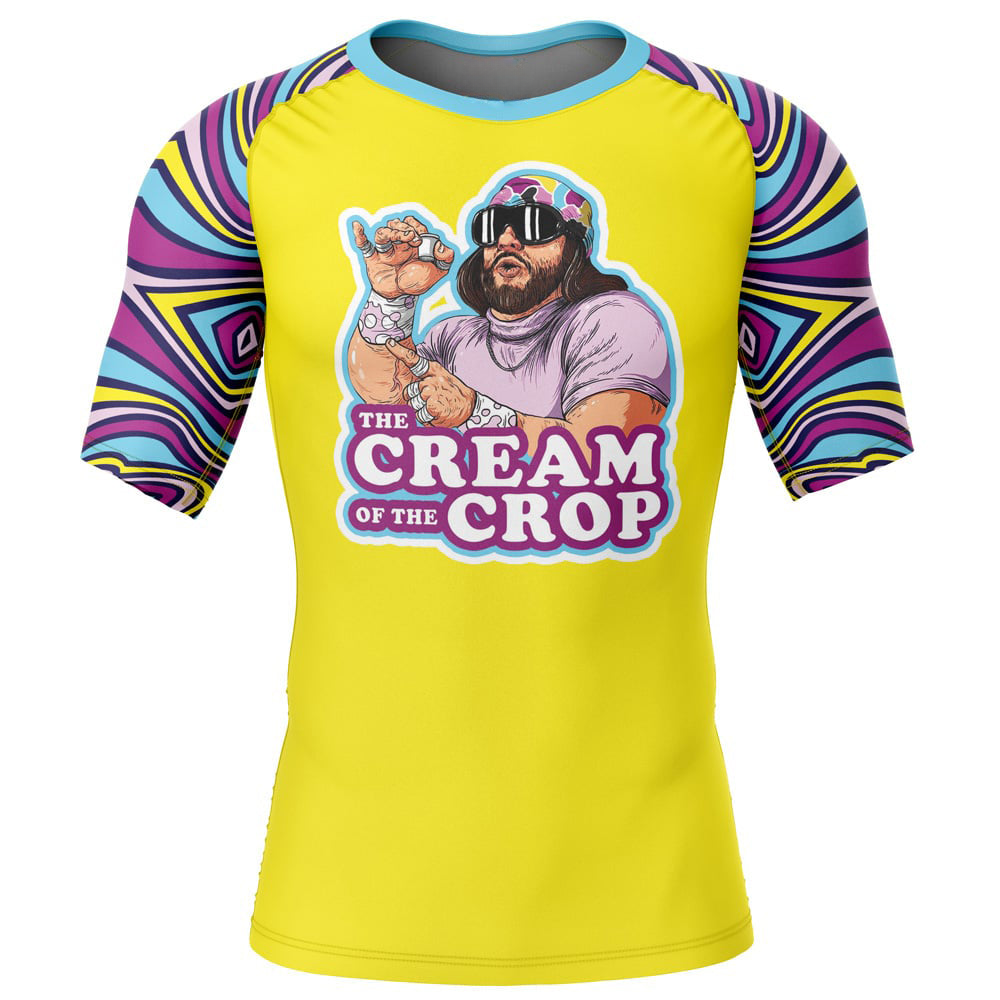 The Cream of the Crop Trippy Randy Savage Pop Culture Short Sleeve Rash Guard Compression Shirt