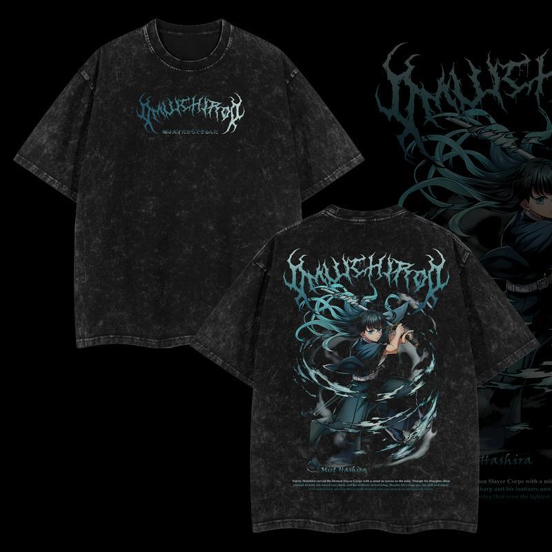 Nysekai "Muichiro Tokito" Demon Slayer: Kimetsu no Yaiba Vintage Washed Oversized T-Shirt