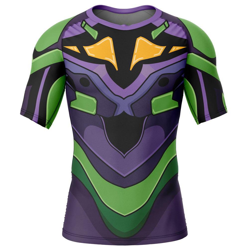 Unit-01 Neon Genesis Evangelion Short Sleeve Rash Guard Compression Shirt