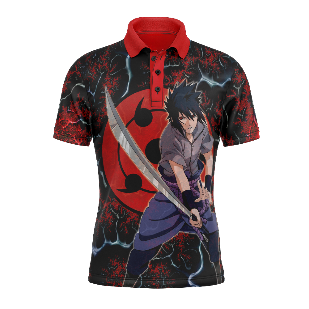 Trippy Sasuke Uchiha Naruto Polo Goft Shirt