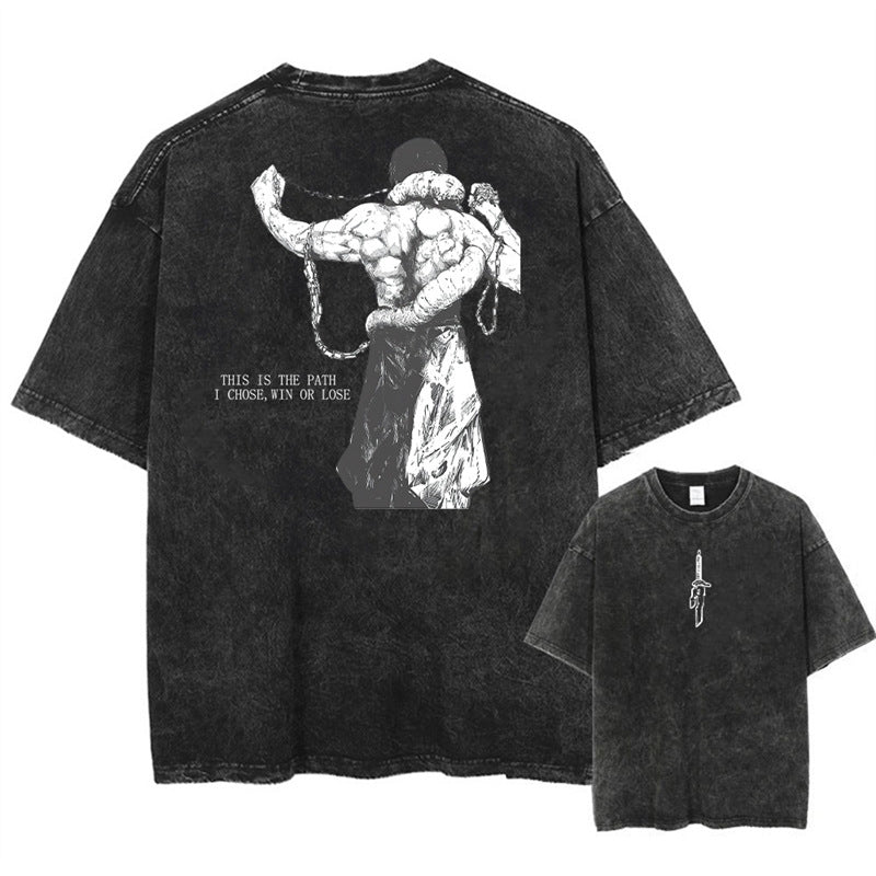 Nysekai "Win or Lose" Jujutsu Kaisen Vintage Washed Oversized T-Shirt
