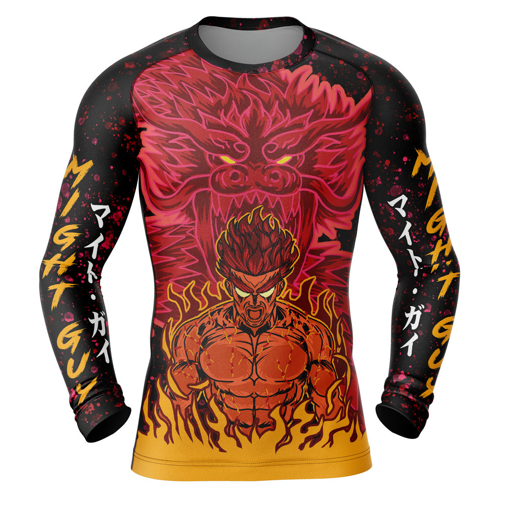 MIght Guy 8th Gate Dragon Naruto Long Sleeve Rash Guard Compression