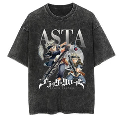 Nysekai "Asta" Black Clover Vintage Washed Oversized T-Shirt