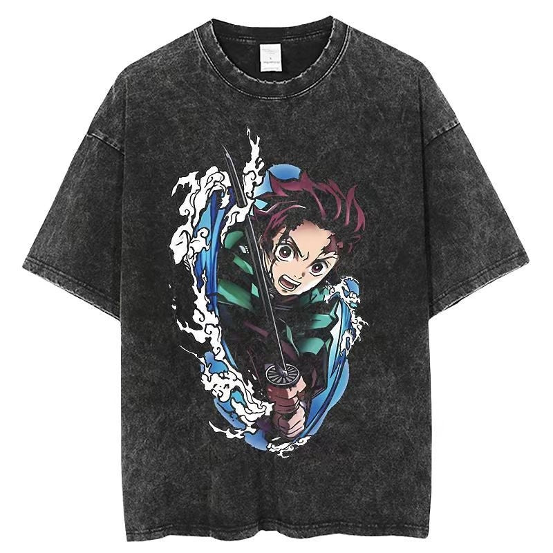 Nysekai "Tanjiro" Demon Slayer Vintage Washed Oversized T-Shirt