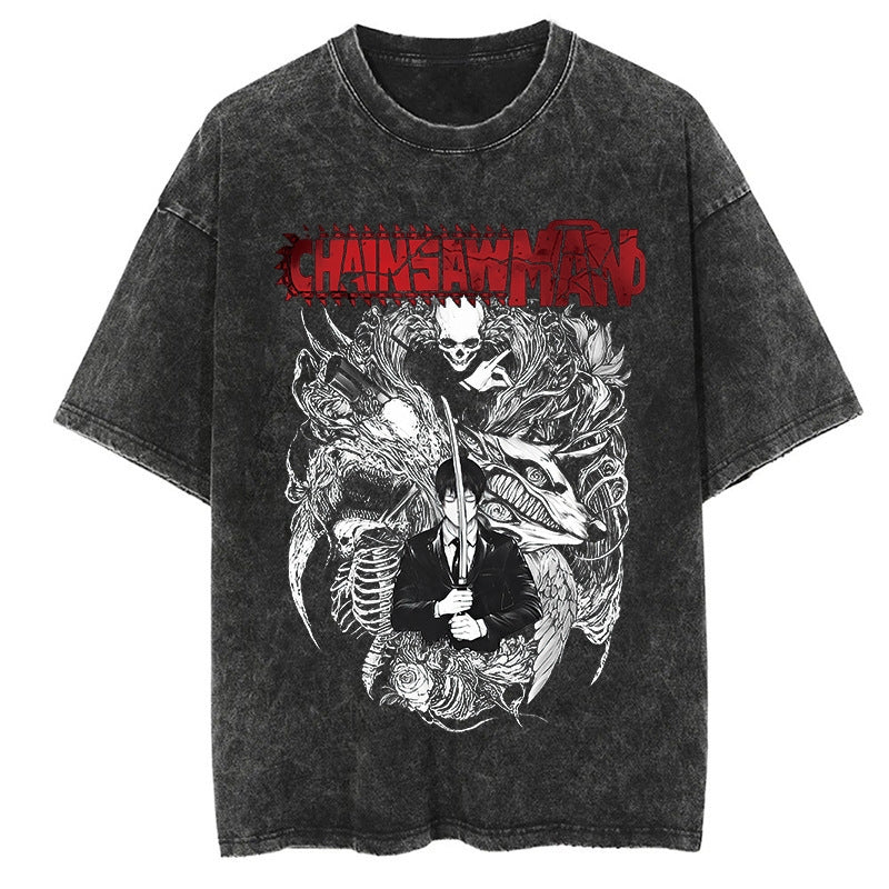 Nysekai "Aki Power" Chainsaw Man Vintage Washed Oversized T-Shirt