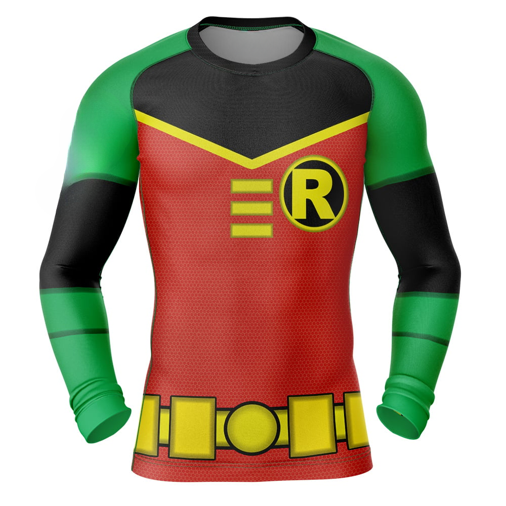 Robin DC Comics Long Sleeve Rash Guard Compression