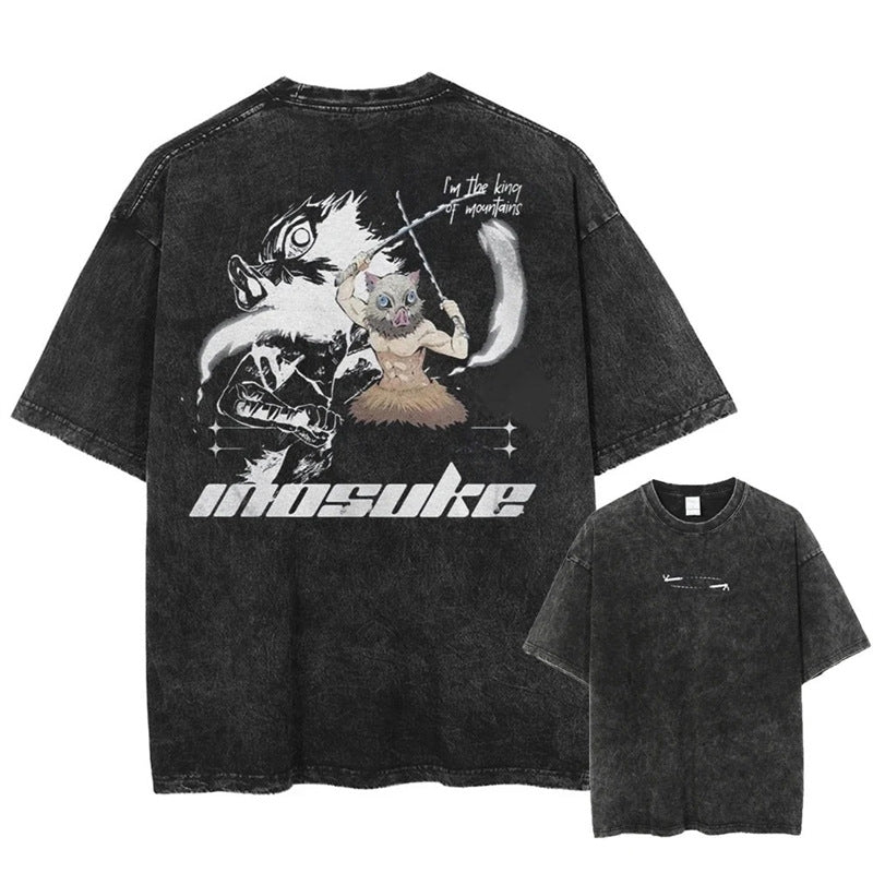 Nysekai "King of mountains" Demon Slayer Vintage Washed Oversized T-Shirt