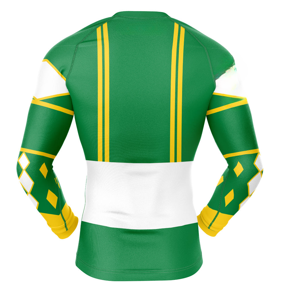 Green Ranger Ninjetti Mighty Morphin Power Rangers Long Sleeve Rash Guard Compression