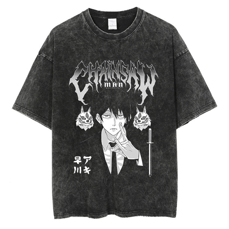 Nysekai "Aki Hayakawa" Chainsaw Man Vintage Washed Oversized T-Shirt