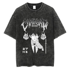 Nysekai "Aki Hayakawa" Chainsaw Man Vintage Washed Oversized T-Shirt