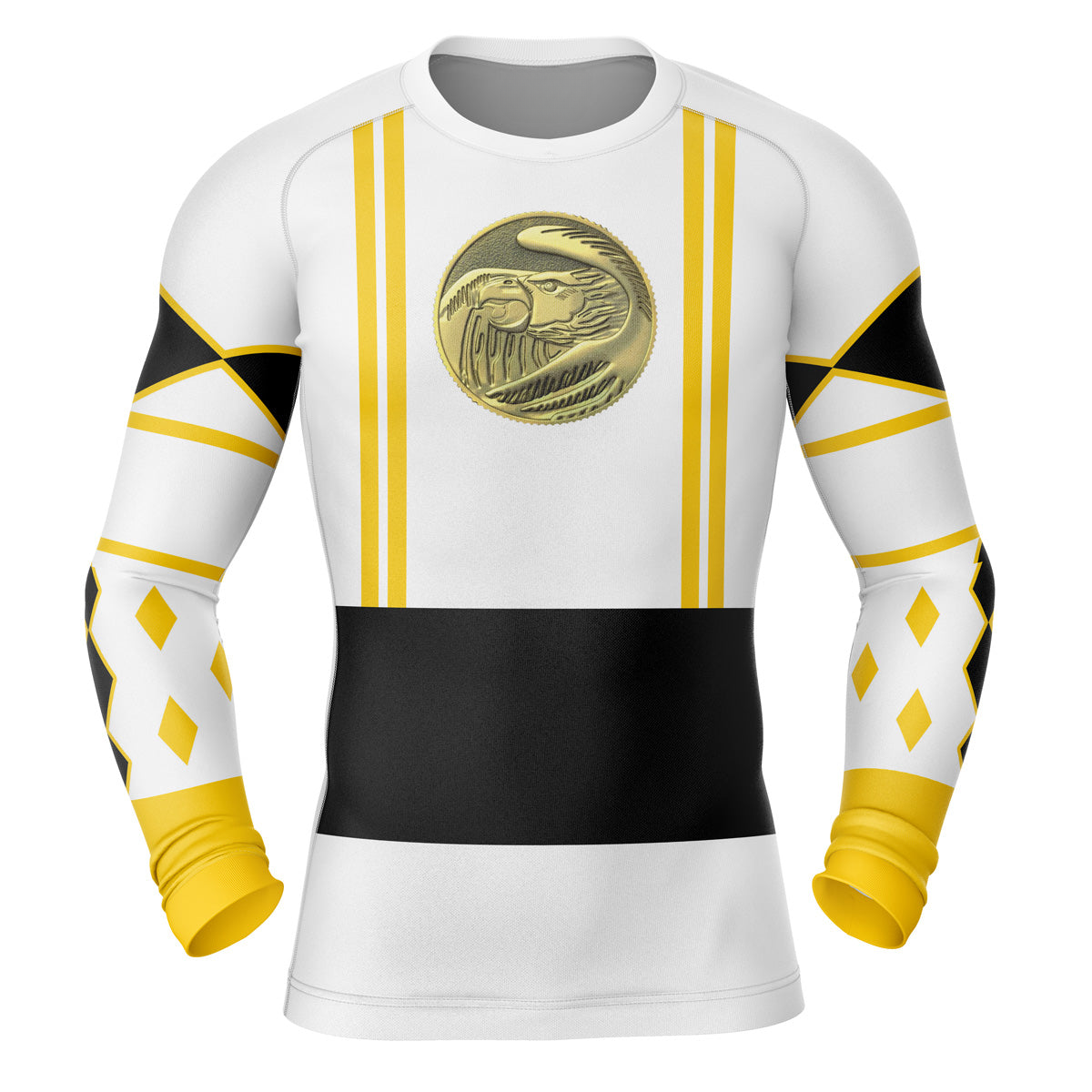 White Ranger Ninjetti Mighty Morphin Power Rangers Long Sleeve Rash Guard Compression