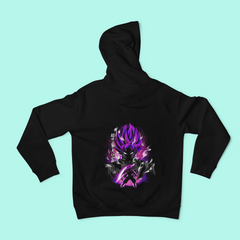 a black hoodie with a purple dragon on it