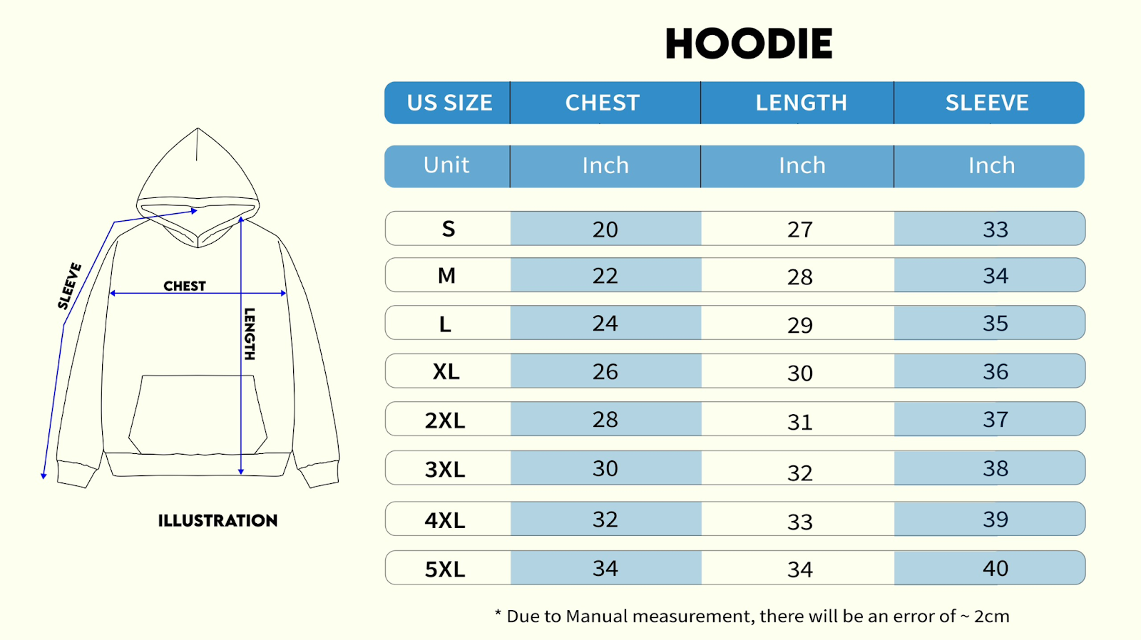 a hoodie size guide for men and women