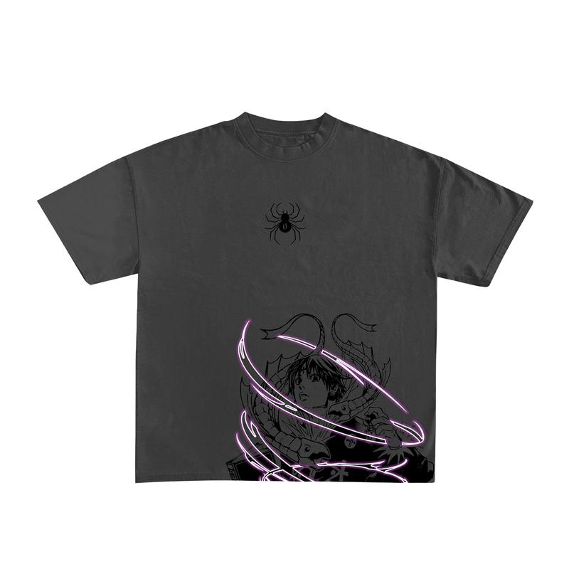 a black t - shirt with a spider on it