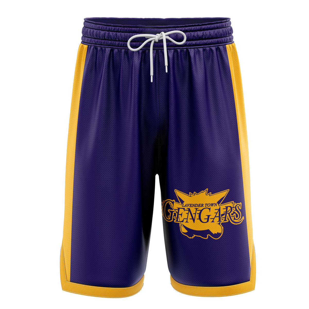 a purple and yellow shorts with the word denver on it