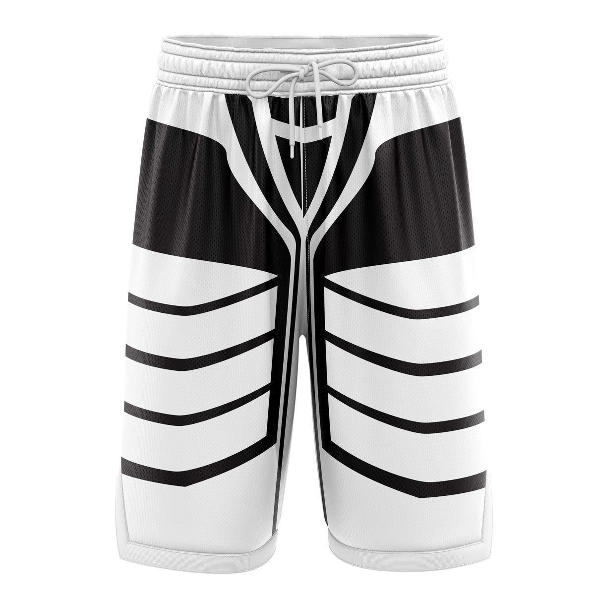 a close up of a white and black shorts