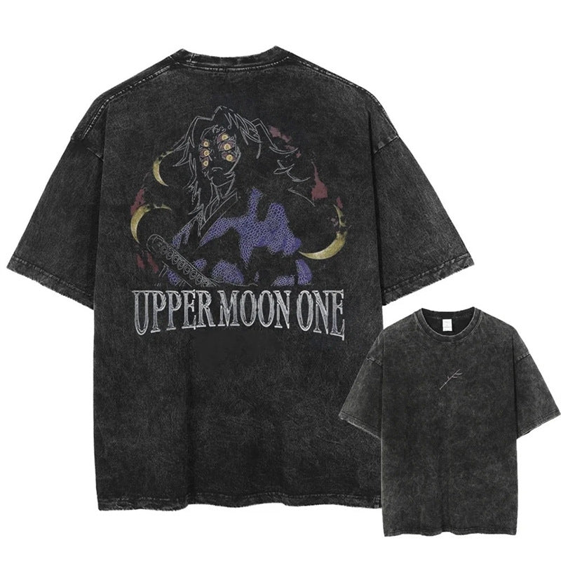 Nysekai "Upper Moon One" Demon Slayer Vintage Washed Oversized T-Shirt