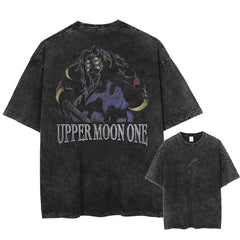 Nysekai "Upper Moon One" Demon Slayer Vintage Washed Oversized T-Shirt