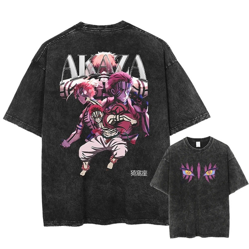 Nysekai "Akaza" Demon Slayer Vintage Washed Oversized T-Shirt