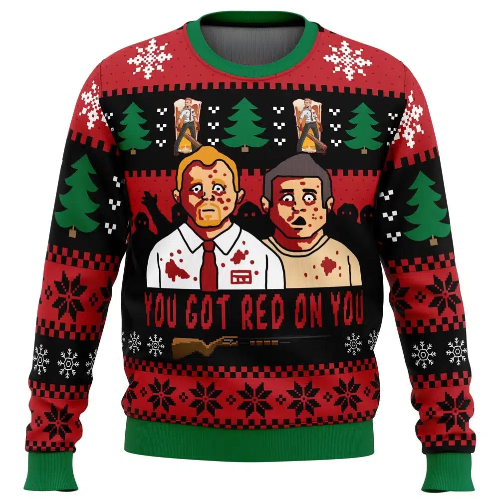 You're Got Red On You Shaun of the Dead Ugly Christmas Sweater