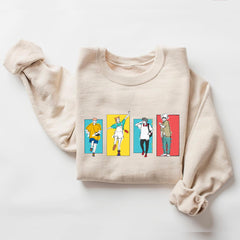 a sweater with cartoon characters on it