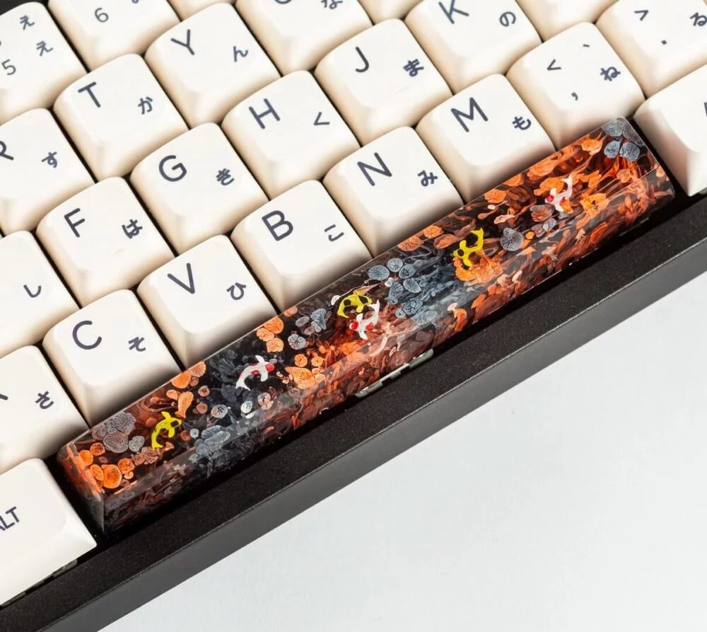 Black and orange koi artisan keycap - Hirosart