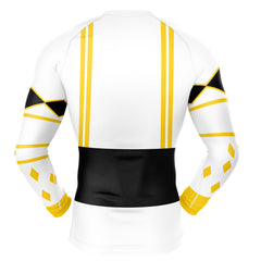 White Ranger Ninjetti Mighty Morphin Power Rangers Long Sleeve Rash Guard Compression