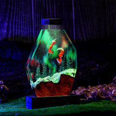 Fox in Aurora Borealis Night Lamp Ver 2 - Hirosart