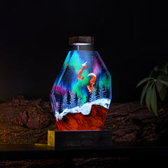 Fox in Aurora Borealis Night Lamp Ver 2 - Hirosart